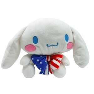 Sanrio Hello Kitty and Friends 7.5” Cinnamoroll Plush Patriotic Flag Bow Tie